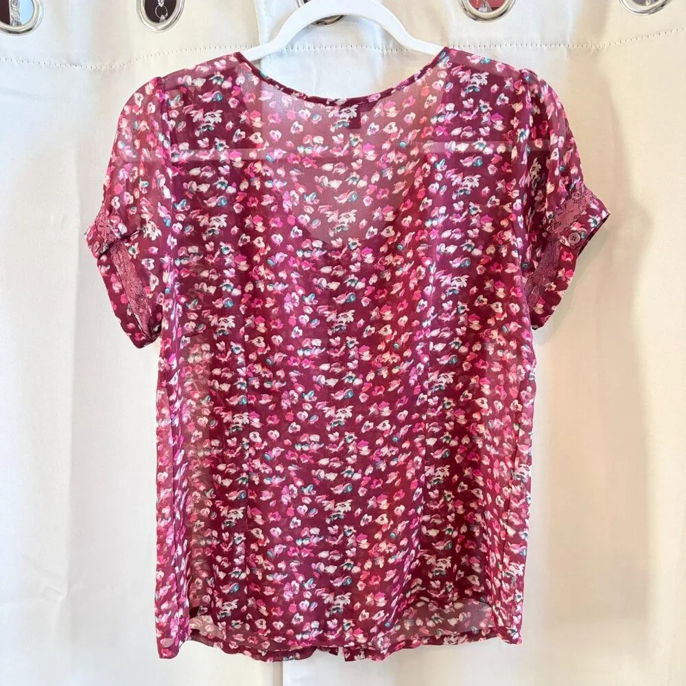 Vtg American Eagle Womens Top Floral Lace Medium Y2K Sheer Fairy Grunge‎ 19245 x - Picture 2 of 8